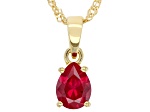 Red Lab Created Ruby 18K Yellow Gold Over Sterling Silver July Birthstone Pendant With Chain 1.10ct