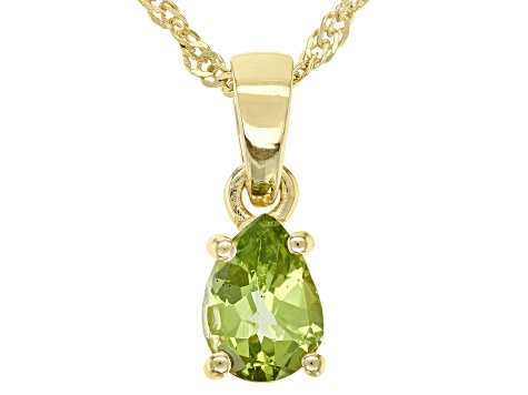 Green Manchurian Peridot™ 18K Yellow Over Sterling Silver Birthstone Pendant With Chain 0.98ct