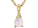 Multicolor Ethiopian Opal 18K Yellow Gold Over Sterling Silver Birthstone Pendant With Chain 0.57ct