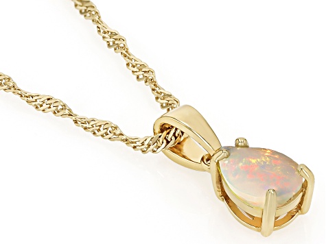 Multicolor Ethiopian Opal 18K Yellow Gold Over Sterling Silver Birthstone Pendant With Chain 0.57ct