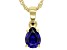 Blue Lab Created Sapphire 18K Yellow Gold Over Sterling Silver Birthstone Pendant With Chain 1.15ct