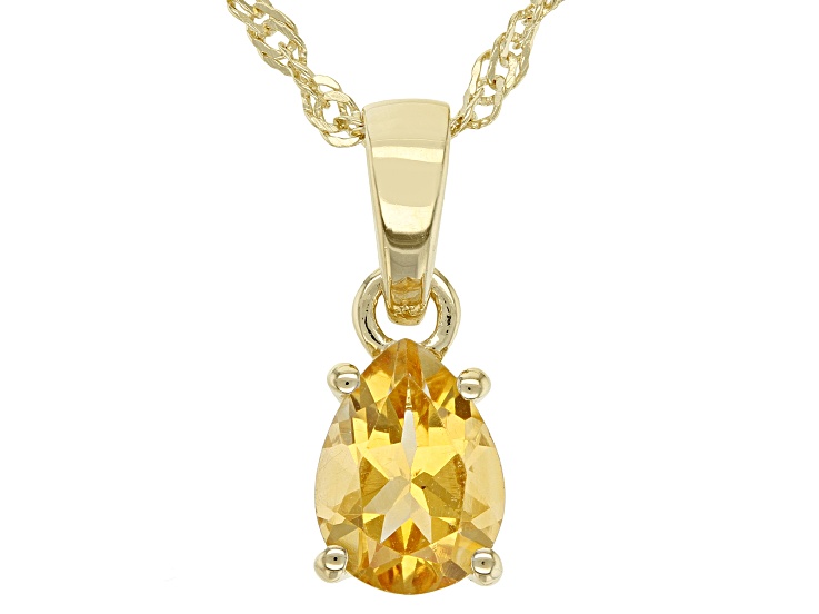 Yellow Citrine 18K Yellow Gold Over Sterling Silver November Birthstone Pendant With Chain 0.90ct