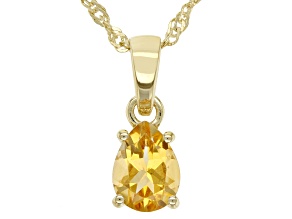 Yellow Citrine 18K Yellow Gold Over Sterling Silver November Birthstone Pendant With Chain 0.90ct