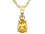 Yellow Citrine 18K Yellow Gold Over Sterling Silver November Birthstone Pendant With Chain 0.90ct