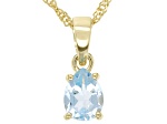 Sky Blue Topaz 18K Yellow Gold Over Sterling Silver December Birthstone Pendant With Chain 1.05ct