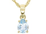 Sky Blue Topaz 18K Yellow Gold Over Sterling Silver December Birthstone Pendant With Chain 1.05ct