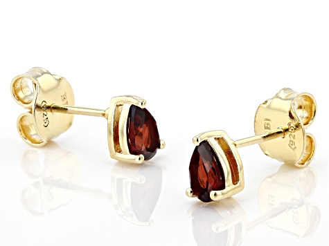 Red Vermelho Garnet(TM) 18K Yellow Gold Over Sterling Silver January Birthstone Earrings 0.87ctw