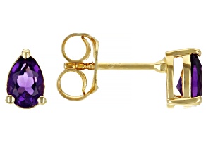 Purple Amethyst 18K Yellow Gold Over Sterling Silver February Birthstone Earrings 0.60ctw