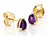 Purple Amethyst 18K Yellow Gold Over Sterling Silver February Birthstone Earrings 0.60ctw