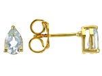 Blue Aquamarine 18K Yellow Gold Over Sterling Silver March Birthstone Earrings 0.64ctw