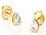 Blue Aquamarine 18K Yellow Gold Over Sterling Silver March Birthstone Earrings 0.64ctw