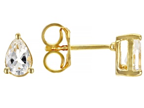 White Topaz 18K Yellow Gold Over Sterling Silver April Birthstone Earrings 0.77ctw