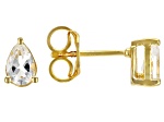 White Topaz 18K Yellow Gold Over Sterling Silver April Birthstone Earrings 0.77ctw