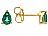 Green Lab Created Emerald 18K Yellow Gold Over Sterling Silver May Birthstone Earrings 0.57ctw