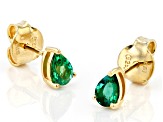 Green Lab Created Emerald 18K Yellow Gold Over Sterling Silver May Birthstone Earrings 0.57ctw