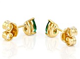 Green Lab Created Emerald 18K Yellow Gold Over Sterling Silver May Birthstone Earrings 0.57ctw