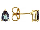 Blue Lab Created Alexandrite 18K Yellow Gold Over Sterling Silver June Birthstone Earrings 0.82ctw