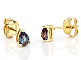 Blue Lab Created Alexandrite 18K Yellow Gold Over Sterling Silver June Birthstone Earrings 0.82ctw