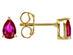Red Lab Created Ruby 18K Yellow Gold Over Sterling Silver July Birthstone Earrings 0.75ctw