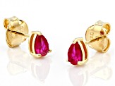 Red Lab Created Ruby 18K Yellow Gold Over Sterling Silver July Birthstone Earrings 0.75ctw
