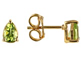 Green Manchurian Peridot(TM) 18K Yellow Gold Over Silver August Birthstone Earrings 0.77ctw