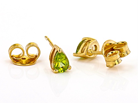 Green Manchurian Peridot(TM) 18K Yellow Gold Over Silver August Birthstone Earrings 0.77ctw
