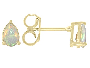 Multicolor Ethiopian Opal 18K Yellow Gold Over Sterling Silver October Birthstone Earrings 0.80ctw