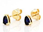 Blue Lab Created Sapphire 18K Yellow Gold Over  Silver September Birthstone Earrings 0.80ctw