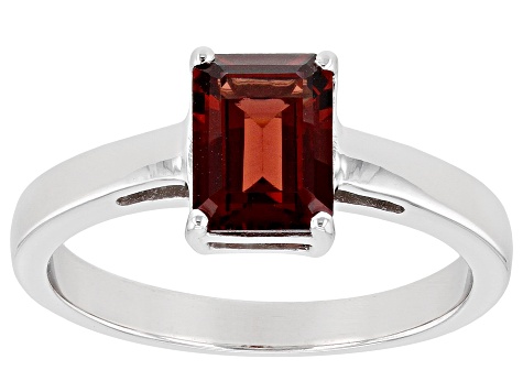 Red Garnet Rhodium Over Sterling Silver January Birthstone Ring 1.57ct