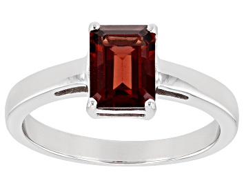 Picture of Red Garnet Rhodium Over Sterling Silver January Birthstone Ring 1.57ct