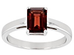 Red Garnet Rhodium Over Sterling Silver January Birthstone Ring 1.57ct