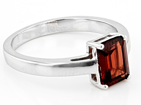 Red Garnet Rhodium Over Sterling Silver January Birthstone Ring 1.57ct