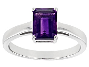 Purple African Amethyst Rhodium Over Sterling Silver February Birthstone Ring 1.32ct
