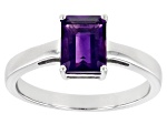 Purple African Amethyst Rhodium Over Sterling Silver February Birthstone Ring 1.32ct