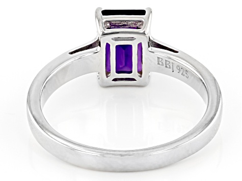 Purple African Amethyst Rhodium Over Sterling Silver February Birthstone Ring 1.32ct