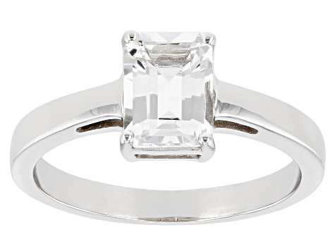 White Topaz Rhodium Over Sterling Silver April Birthstone Ring 1.70ct