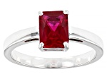 Red Lab Created Ruby Rhodium Over Sterling Silver July Birthstone Ring 1.45ct