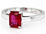 Red Lab Created Ruby Rhodium Over Sterling Silver July Birthstone Ring 1.45ct