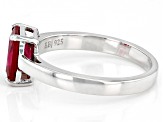 Red Lab Created Ruby Rhodium Over Sterling Silver July Birthstone Ring 1.45ct