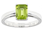 Green Peridot Rhodium Over Sterling Silver August Birthstone Ring 1.36ct