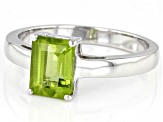 Green Peridot Rhodium Over Sterling Silver August Birthstone Ring 1.36ct