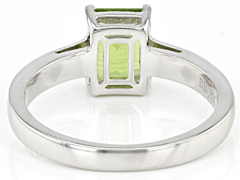 Green Peridot Rhodium Over Sterling Silver August Birthstone Ring 1.36ct