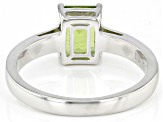 Green Peridot Rhodium Over Sterling Silver August Birthstone Ring 1.36ct