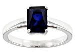 Blue Lab Created Sapphire Rhodium Over Sterling Silver September Birthstone Ring 1.45ct