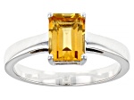 Yellow Citrine Rhodium Over Sterling Silver November Birthstone Ring 1.19ct