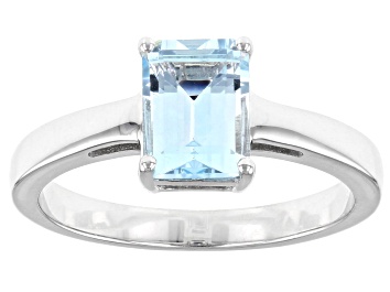 Picture of Sky Blue Topaz Rhodium Over Sterling Silver December Birthstone Ring 1.23ct