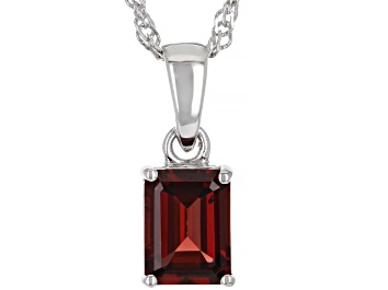Picture of Red Garnet Rhodium Over Sterling Silver January Birthstone Pendant With Chain 1.57ct