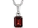 Red Garnet Rhodium Over Sterling Silver January Birthstone Pendant With Chain 1.57ct