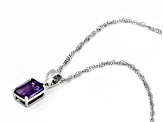 Purple African Amethyst Rhodium Over Sterling Silver February Birthstone Pendant With Chain 1.32ct