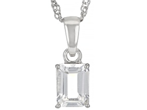 White Topaz Rhodium Over Sterling Silver April Birthstone Pendant With Chain 1.70ct